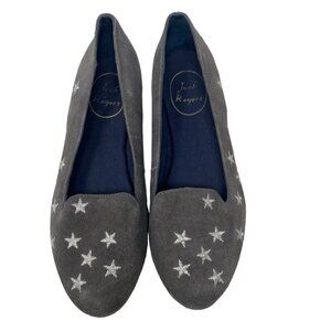 Jack Rogers Women's Embroidered Stars Starstruck Suede Loafers Size 6 Gray Grey